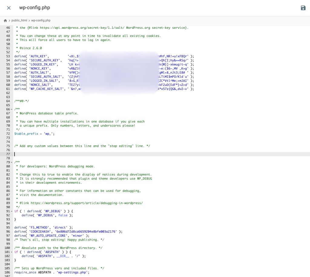 호스팅어 파일 매니저 wp-config.php 파일 편집