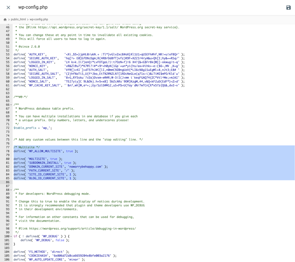 호스팅어 hpanel 파일 매니저_wp_config 편집_내용추가